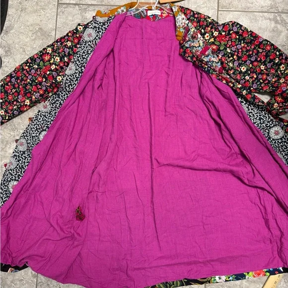 Luan Zai Jiang Nan women’s Floral Patchwork overcoat Asian housecoat Sz Med - Picture 9 of 9